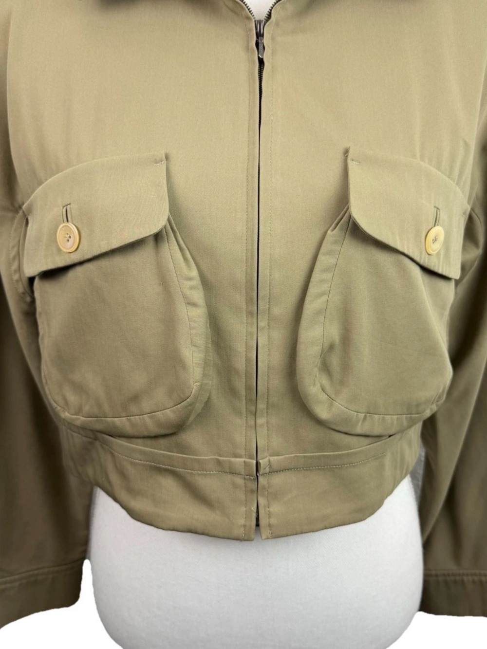 Jil Sander | Khaki Tan Zip Cropped Utility Jacket - Picture 4 of 11